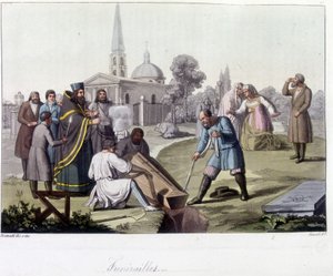 Funeral according to the Orthodox Rite in Russia - in “The Old and Modern Costume”” 作者 未知艺术家