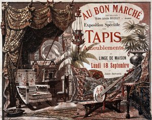 家具和家具地毯 - 19 世纪后期“Le bon Marche”商店的广告。 作者 未知艺术家