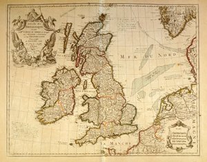 代表英格兰和爱尔兰的地理地图。图集作者：G. Delysle 作者 未知艺术家