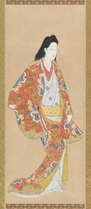 身穿橙色朱红色连衣裙的女孩 作者 未知艺术家