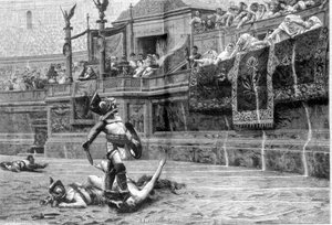 J L Gerome 绘画后罗马时代的角斗士之战 作者 未知艺术家