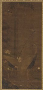 鹭鸶、荷花和竹子 作者 未知艺术家