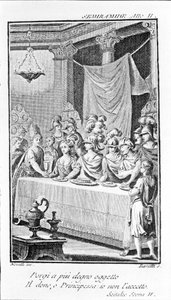 Sémiramis 的插图，安东尼奥·萨列里 (1750 - 1825) 的歌剧。 Pierre Metastase（或 Pietro Metastasio）的小册子。 第二幕，SC。 二、 作者 未知艺术家