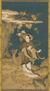神仙马谷与鹿和桃树 作者 未知艺术家