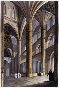 Interior of Salamanca Cathedral. 19th century lithography. 作者 未知艺术家