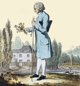 让-雅克-卢梭（1712-78）1778年6月在埃尔梅农维尔采摘草药 - 表现哲学家让-雅克-卢梭（1712-1778）在埃尔梅农维尔采摘鲜花。 作者 未知艺术家