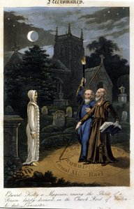 约翰·迪伊和爱德华·凯利召唤了一个灵魂。 1825. 圣经。 米兰莫兰多 作者 未知艺术家