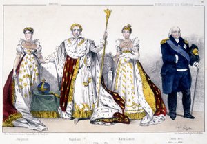 Joséphine, Napoleon 1er, Marie Louise and Louis XVIII - in “La Monarchie francaise en estampes”” 作者 未知艺术家