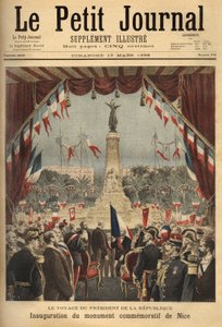 共和国总统费利克斯-福尔（1841-1899）为纪念尼斯伯爵对法国的依恋而举行的纪念碑落成典礼的行程。Le petit journal"/1896中的雕刻。塞尔瓦的收藏。 作者 未知艺术家