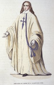 剑圣詹姆斯骑士团，1170年成立于西班牙的军事组织。19世纪的雕版画。 作者 未知艺术家