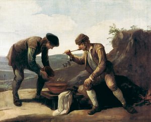 La Sopa Boba或早餐，18世纪的匿名画。马德里。拉扎罗-加尔迪亚诺基金会 作者 未知艺术家