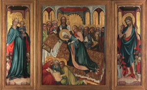 La mort de la Vierge - Retable de Roudnice (, vers 1410 - The Death of the Virgin. The Roudnice Altarpiece - Anonymous. Tempera on panel, c.1410. National Gallery, Prague 作者 未知艺术家