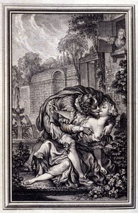 仆人在让·拉封丹 (Jean La Fontaine) 的“诗中的故事和新闻”中辩解。 1762. 作者 未知艺术家