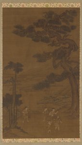 风景：大松树下的手工艺人 作者 未知艺术家