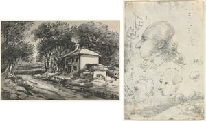 有小屋的风景（正面）；人物研究（背面） 作者 未知艺术家