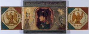 "Le Désiré de la France"。路易十八肖像和拿破仑隐藏肖像，约 1815 年（布面油画，裱在硬纸板上） 作者 未知艺术家