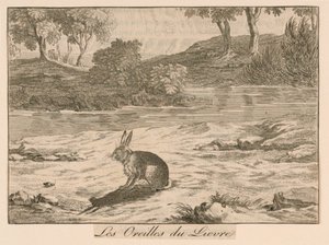 拉封丹寓言中的 "Les Oreilles du Lieure"（"Les Oreilles du Lieure"）。 作者 未知艺术家