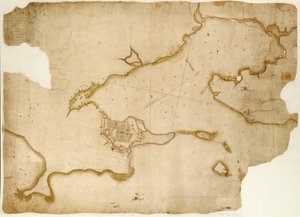 路易斯堡要塞和港口，布雷顿角，约 1745 年（手稿） 作者 未知艺术家