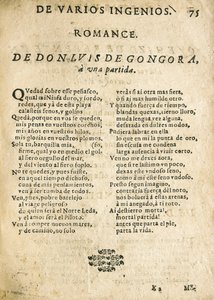 Luis de GOGOORA Y ARGOTE，"Romance a una partida"（印刷品） 作者 未知艺术家