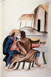 印第安人之间的婚姻安排，出自《秘鲁特鲁希略》或《Códice Martínez Compañón》一书，作者是特鲁希略主教巴尔塔扎尔·马丁内斯·康帕尼翁 y Bujanda（1782-1785） 作者 未知艺术家