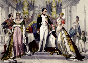 Napoleonic dynasty from 1804 to 1815. Josephine, Napoleon I, King of Rome, Mary Louise. Engraving of the 19th century. 作者 未知艺术家