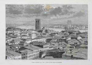 建设中的纽约和布鲁克林大桥 - 在“世界巡回演唱会”，第二节。 1881年 作者 未知艺术家