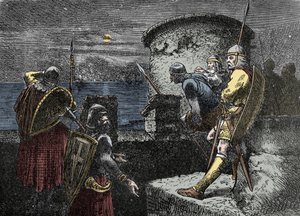 在北方人的瞭望台上 - 瓦朗吉安 (Varangian) 观察防御工事后面的地平线 作者 未知艺术家