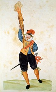 最早的枪支之一 - 在 16 世纪的“Manuale di pirotechnia, armeria e fortificazioni”中。 作者 未知艺术家