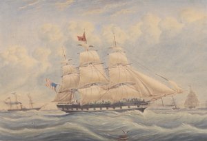 1849 年的 "艾凡赫 "号邮轮 作者 未知艺术家