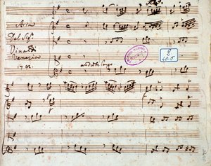 Page of musical score of Estinguere vorrei aria in Griselda opera by Antonio Vivaldi 作者 未知艺术家