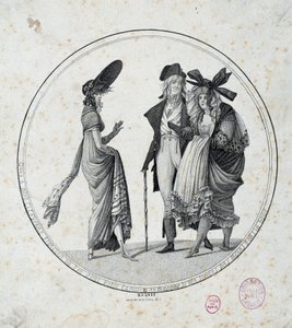巴黎时装：“惊人而精彩”” 1795 年巴黎雕刻，卡纳瓦莱博物馆 作者 未知艺术家