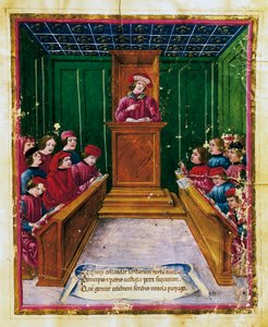 Pietro da Unzola 在博洛尼亚大学法律讲座期间向学生讲授法律文本 作者 未知艺术家