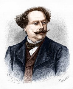 法国作家大仲马 (1824-1895) 的肖像。 作者 未知艺术家
