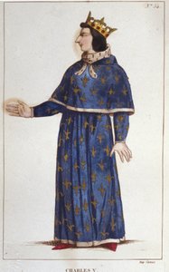 圣人查理五世 (1338 - 1380) 的肖像。 1830 年版画 作者 未知艺术家