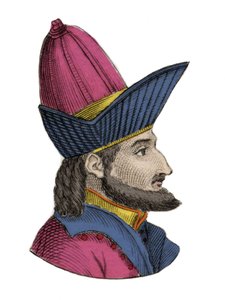康斯坦丁十一世（或十二世）古生物学家，被称为Dragases（Constantine XI Palaiologos）（1404-1453），拜占庭皇帝的肖像。19世纪的雕版画。 作者 未知艺术家