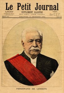 Ferdinand de Lesseps (1805-1894) 肖像，被称为“伟大的法国人”，外交家和企业家，他是连接地中海塞得港和红海苏伊士的苏伊士运河的主要推动者（埃及） 和巴拿马运河，它连接 作者 未知艺术家