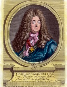 乔治-马雷夏尔（1658 - 1736）的肖像，1703-1719年国王的第一外科医生。18世纪的雕版画。私人收藏。 作者 未知艺术家