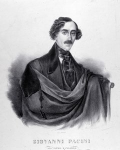 意大利作曲家乔瓦尼·帕齐尼 (1796-1867) 的肖像。 作者 未知艺术家