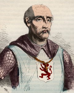 Gui或Guy de Dampierre (1226-1305)佛兰德斯伯爵和纳穆尔伯爵的肖像--1868年在Theodore Juste (1818-1888)的《从原始时代到利奥波德一世统治末期的比利时历史》中的版画。私人收藏。 作者 未知艺术家