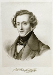 Jakob Ludwig Felix Mendelssohn Bartholdy (1809-1847)，德国指挥家和作曲家的肖像。 19 世纪石版画 Civico Museo Bibliografico Musicale，博洛尼亚 © Luisa Ricciarini / Leemage 作者 Unknown artist