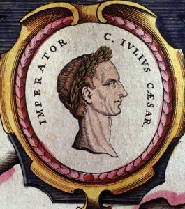 Julius Caesar（公元前 101 - 44 年）的肖像，罗马将军和政治家。 雕刻于 18 世纪末。 . 米兰。 作者 未知艺术家
