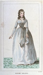 法国政治家罗兰夫人的肖像 (1754 - 1793)。 作者 未知艺术家