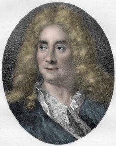 英国演员和剧作家Michel Boyron（米歇尔-男爵）的肖像（1653-1729）--雕版画 作者 未知艺术家