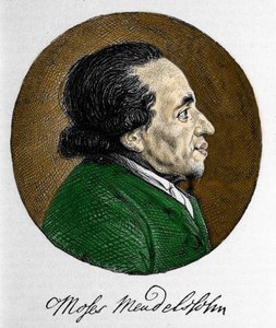 摩西 (Moses) Mendelssohn (1729 - 1786) 的肖像，现代犹太教的哲学家和真正的创始人。 音乐家费利克斯·门德尔松的祖父。 作者 未知艺术家