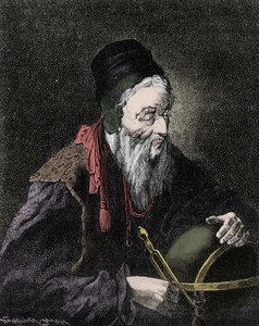 诺查丹玛斯的肖像，圣母玛利亚 (1503-1566) 法国占星家和医生 - 19 世纪的雕刻 作者 未知艺术家