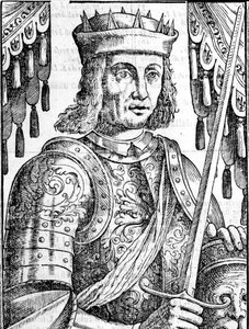豪特维尔的罗杰二世（Ruggero Altavilla）（1097-1154）的肖像，西西里岛君主制的创始人。16世纪的Xilography。 作者 未知艺术家