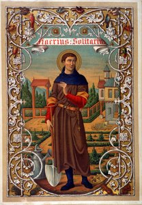 Portrait of Saint Fiacre (gardener, hermitage near Meaux), book n.d. 19th century. 作者 未知艺术家
