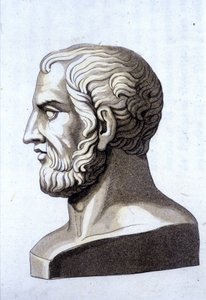 Theophraste（公元前 372 年 - 公元前 287 年）的肖像，希腊哲学家。 作者 未知艺术家