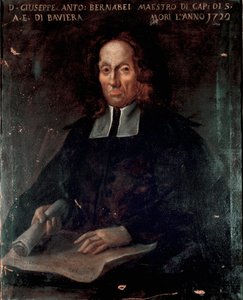 作曲家朱塞佩·安东尼奥·伯纳贝 (1649-1732) 的肖像画。 18 世纪博洛尼亚，市民音乐书目博物馆 - 作曲家 Giuseppe Antonio Bernabei (1649-1732) 的肖像。 18 世纪的匿名绘画。 市民博物馆围兜 作者 未知艺术家