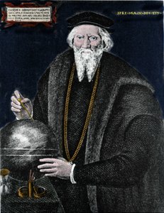 航海家塞巴斯蒂安·卡博托 (Sebastien Cabot) (1476 - 1557) 的肖像，他与父亲一起发现了拉布拉多和纽芬兰。 雕刻。 作者 未知艺术家